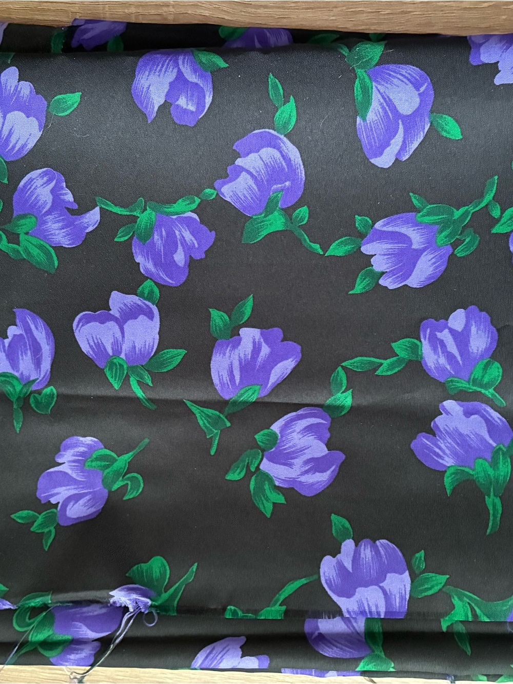 Vintage Black & Purple Floral Satin Fabric - 5 Yards 💜✨💜✨💜